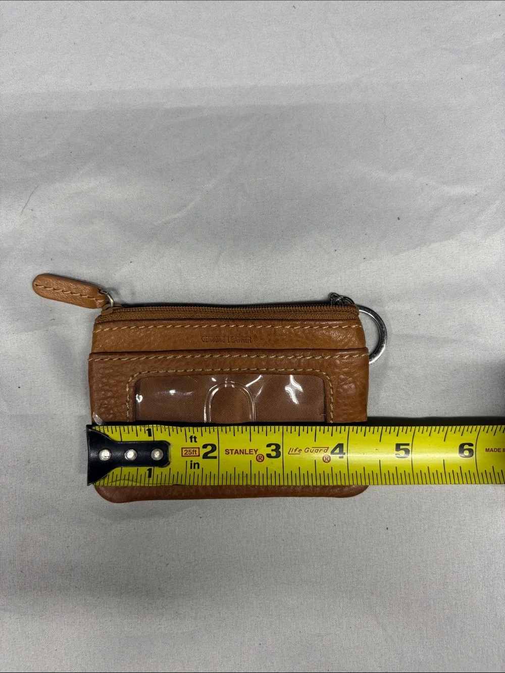 Fossil Cognac Leather Zip Card Wallet with Keyring - Picture 3 of 4